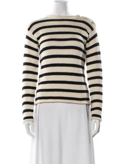 Pre-owned Dior Striped Bateau Neckline Sweater In White