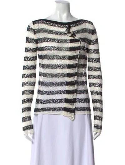 Pre-owned Dior Striped Bateau Neckline Top In White