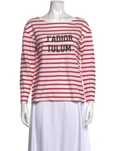 Pre-owned Dior Striped Bateau Neckline T-shirt In Pink