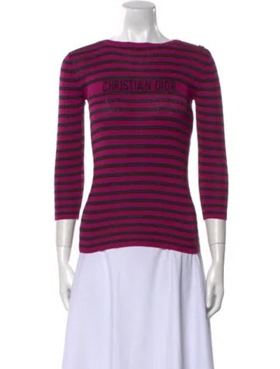 Pre-owned Dior Striped Bateau Neckline T-shirt W/ Tags In Purple