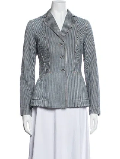 Pre-owned Dior Striped Blazer In Blue
