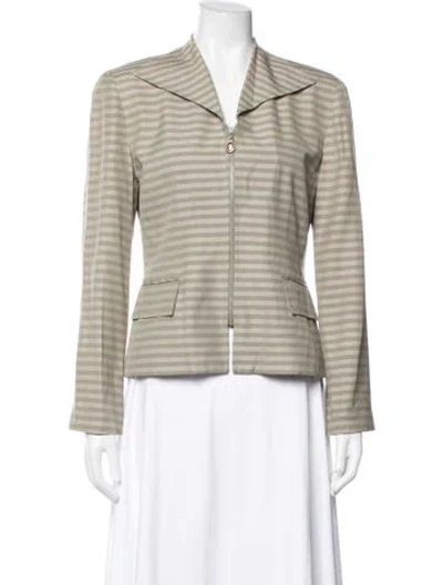 Pre-owned Dior Striped Blazer In Green