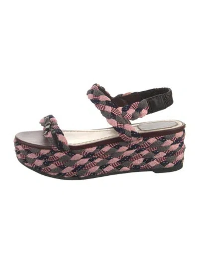 Pre-owned Dior Striped Braided Accents Espadrilles In Multi