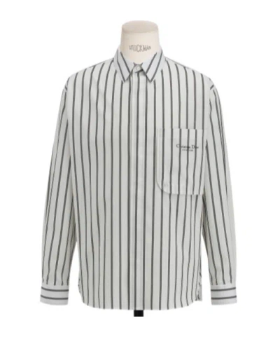 Dior Striped Button Shirt In Gray