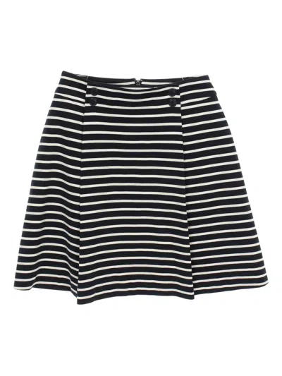 Pre-owned Dior Striped Buttoned Skirt In Blue