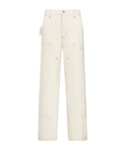 Dior Striped Casual Pants In White
