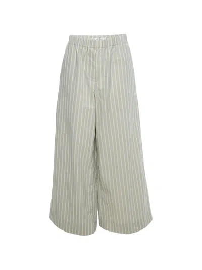 Pre-owned Dior Striped Cotton Trousers In Gray