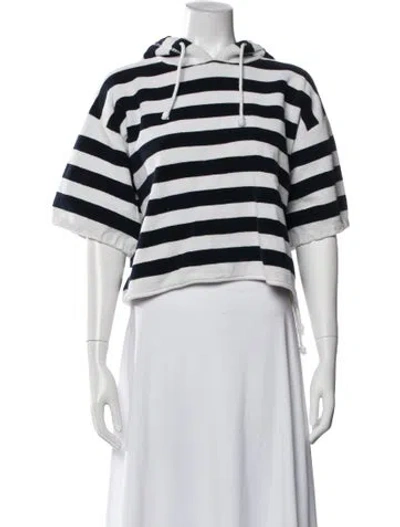 Pre-owned Dior Striped Crew Neck Hoodie In White