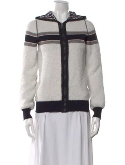Pre-owned Dior Striped Crew Neck Hoodie In White