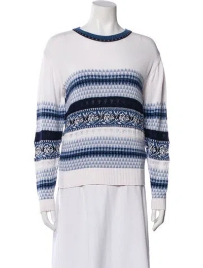 Pre-owned Dior Striped Crew Neck Sweater In Blue