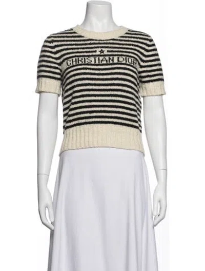 Pre-owned Dior Striped Crew Neck Sweater In Blue