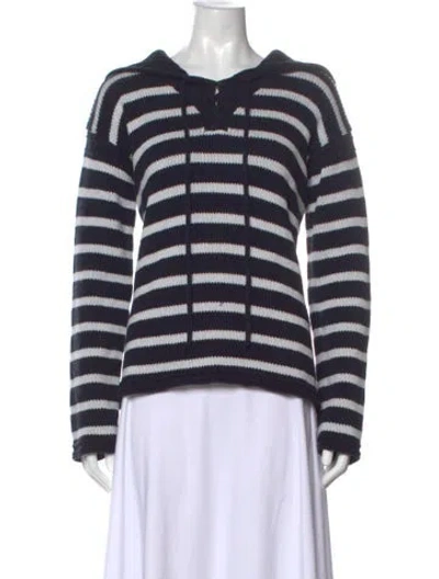 Pre-owned Dior Striped Crew Neck Sweater In Blue