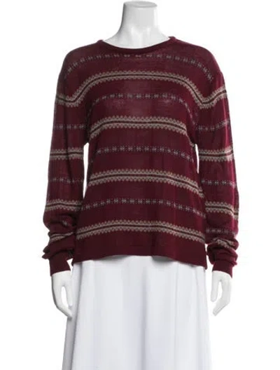 Pre-owned Dior Striped Crew Neck Sweater In Burgundy