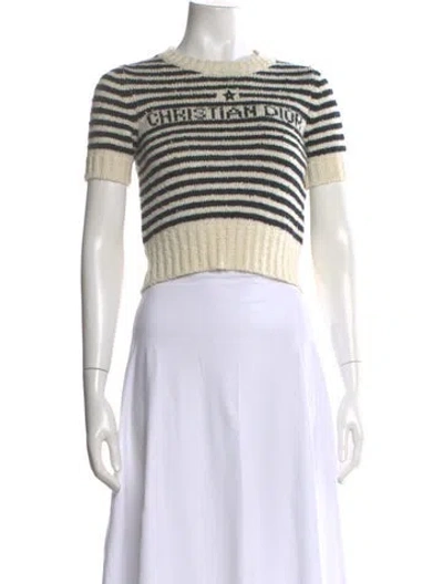 Pre-owned Dior Striped Crew Neck Sweater In Neutral