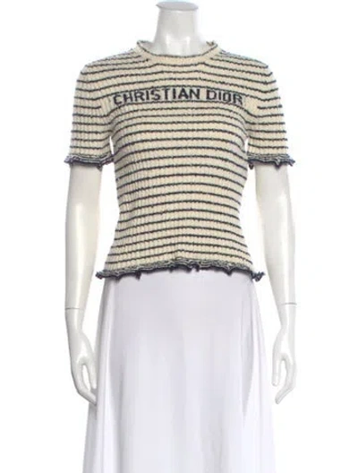 Pre-owned Dior Striped Crew Neck Sweater In Neutral