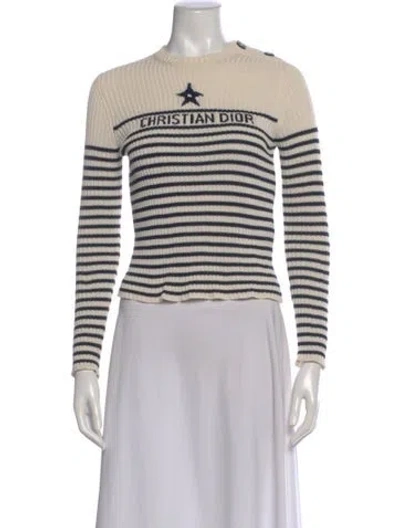 Pre-owned Dior Striped Crew Neck Sweater In Neutral