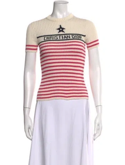 Pre-owned Dior Striped Crew Neck Sweater In Neutral