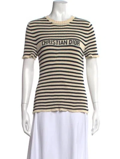 Pre-owned Dior Striped Crew Neck Sweater In Neutral