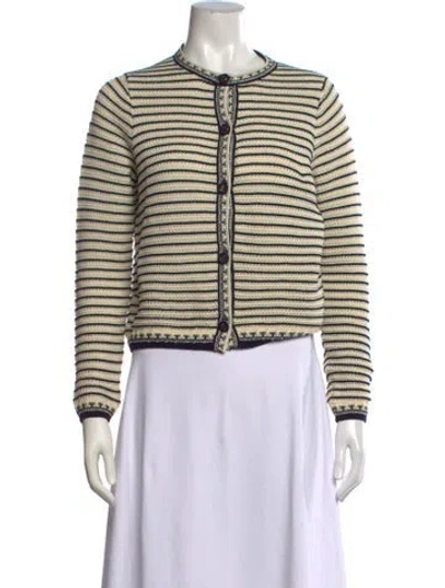 Pre-owned Dior Striped Crew Neck Sweater In Neutrals