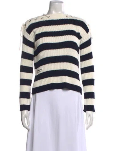 Pre-owned Dior Striped Crew Neck Sweater In Neutrals