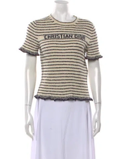 Pre-owned Dior Striped Crew Neck Sweater In Neutrals