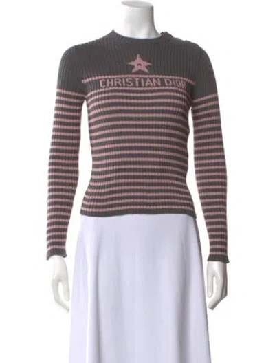 Pre-owned Dior Striped Crew Neck Sweater W/ Tags In Pink