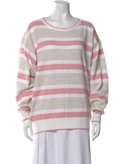 Pre-owned Dior Striped Crew Neck Sweater In White