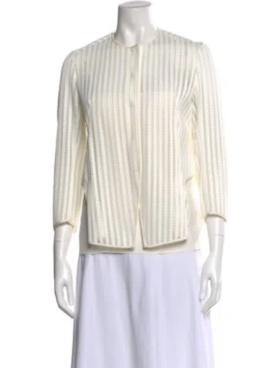 Pre-owned Dior Striped Crew Neck Top In Neutral