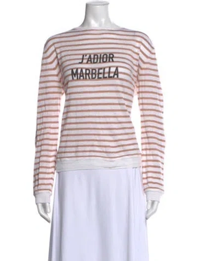 Pre-owned Dior Striped Crew Neck T-shirt In White