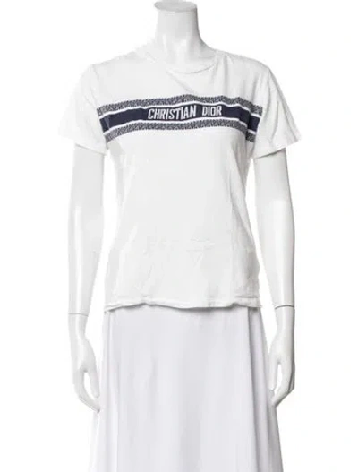 Pre-owned Dior Striped Crew Neck T-shirt In White