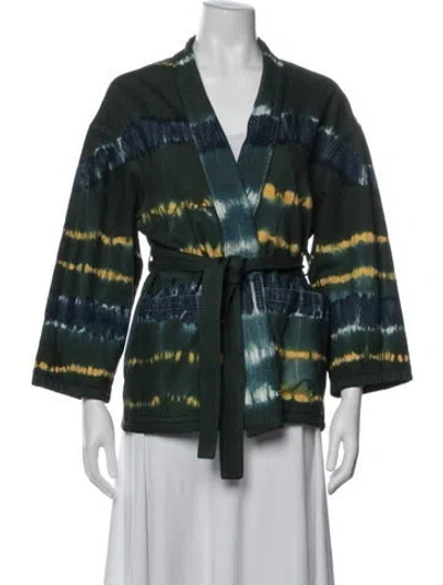 Pre-owned Dior Striped Denim Jacket In Green