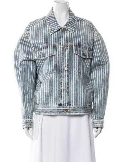 Pre-owned Dior Striped Denim Jacket W/ Tags In Blue