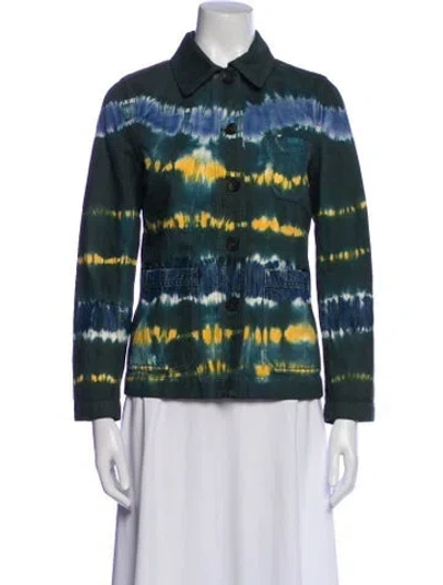 Pre-owned Dior Striped Denim Jacket W/ Tags In Green