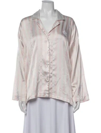 Pre-owned Dior Striped Embroidered Accent Pajamas In Pink