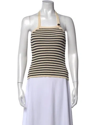 Pre-owned Dior Striped Halterneck Top In Neutral