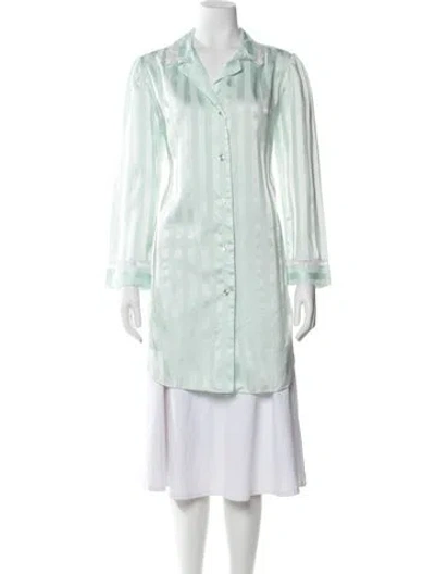 Pre-owned Dior Striped Lace Trim Embellishment Nightgown In Green