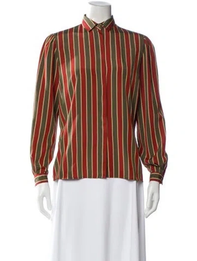 Pre-owned Dior Striped Long Sleeve Blouse In Multi