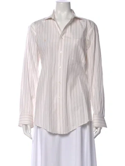 Pre-owned Dior Striped Long Sleeve Button-up Top In Multi