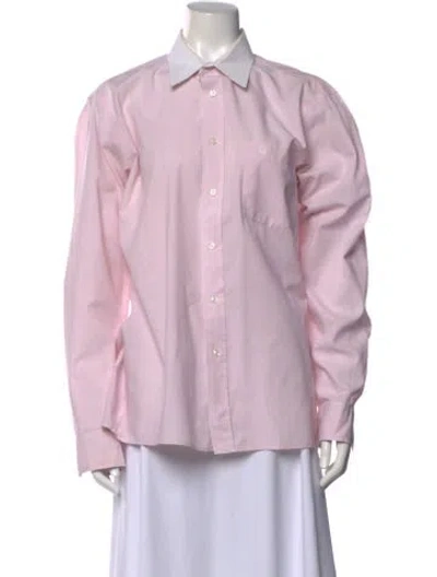 Pre-owned Dior Striped Long Sleeve Button-up Top In Pink