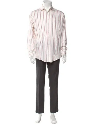 Pre-owned Dior Striped Long Sleeve Dress Shirt In White