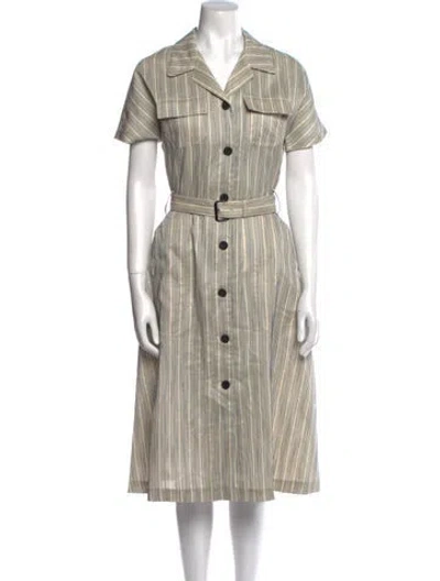 Pre-owned Dior Striped Midi Length Dress In Neutral