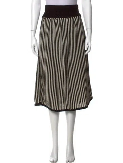 Pre-owned Dior Striped Midi Length Skirt In Black