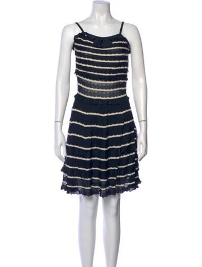 Pre-owned Dior Striped Mini Dress In Blue