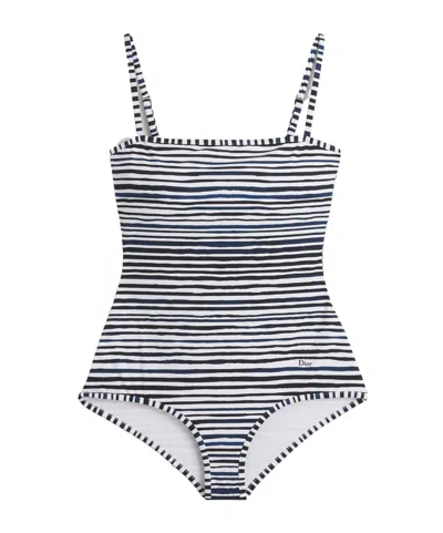 Dior Striped One-piece Swimsuit In Multi