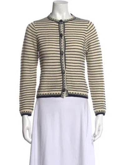 Pre-owned Dior Striped Open Front Sweater In Neutrals