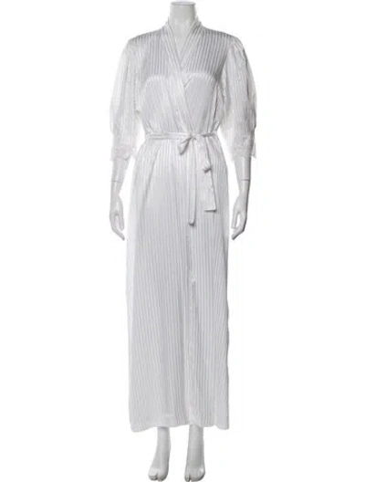 Pre-owned Dior Striped Pleated Accents Robe In White