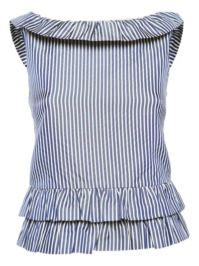 Pre-owned Dior Striped Ruffle Top