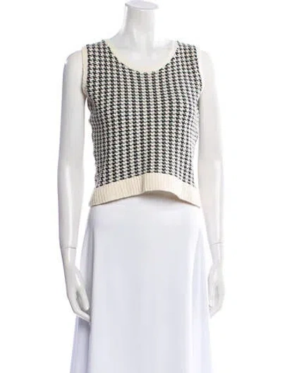 Pre-owned Dior Striped Scoop Neck Crop Top In Neutral
