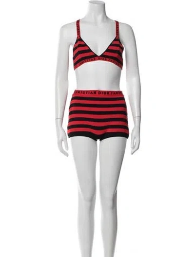 Pre-owned Dior Striped Short Set In Black