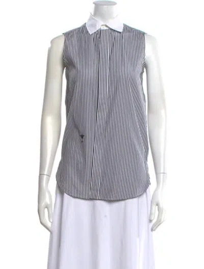 Pre-owned Dior Striped Sleeveless Button-up Top In Grey